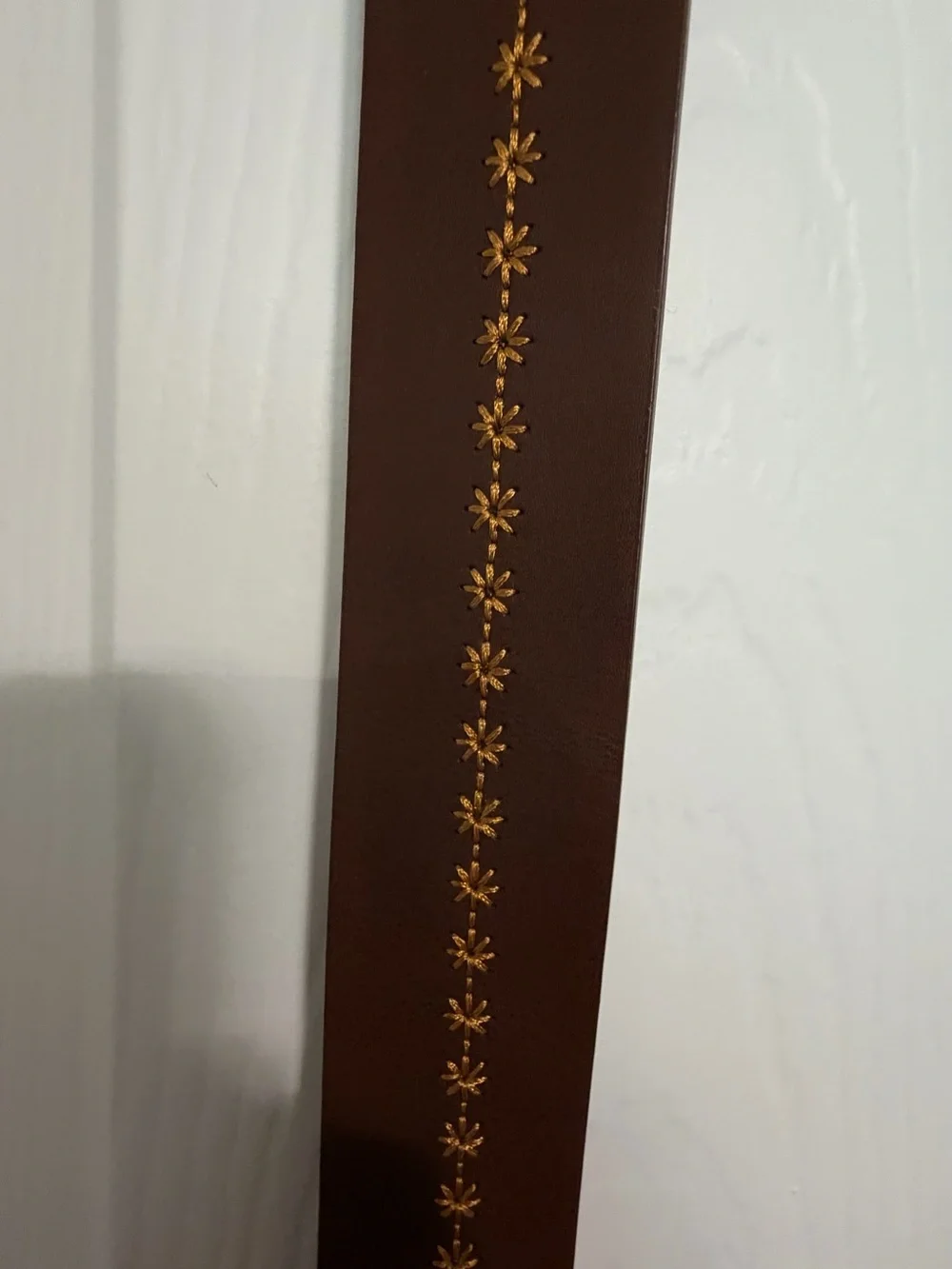NWT Linea Pelle Brown Leather Belt with Decorative Stitching